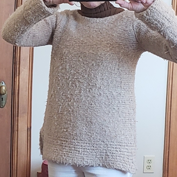 Club Monaco Tan Nubby Textured Sweater | Small - Picture 2 of 4